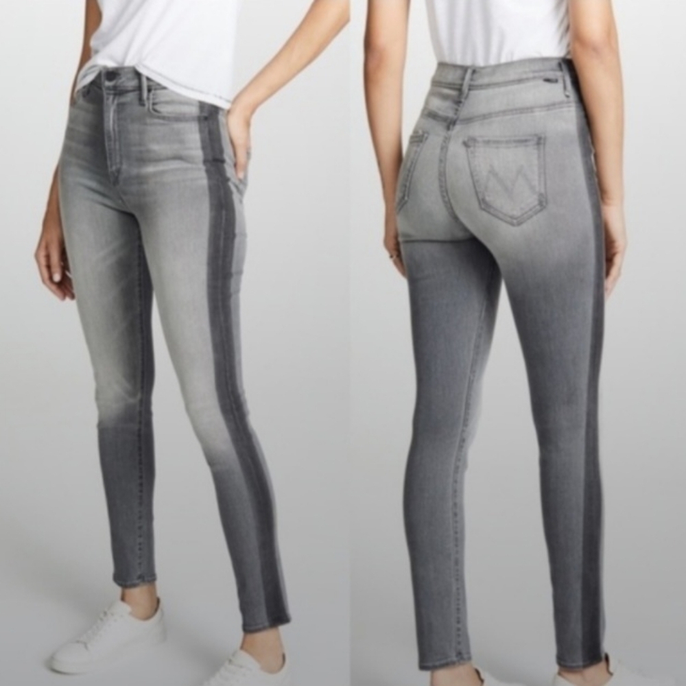 Mother Denim Gray The Swooner Jean Size 26 Supermoon Stripe